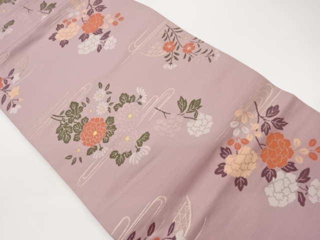 JAPANESE NAGOYA OBI / WOVEN FLORAL PLANTS